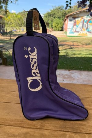 Sacola de Nylon para Bota Roxo e Branco