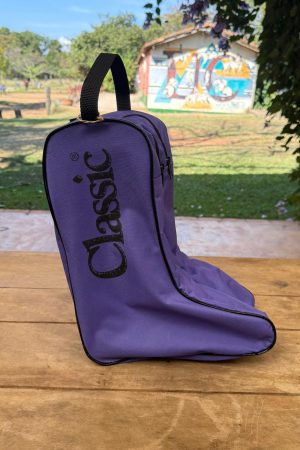 Sacola de Nylon para Bota Roxo e Preto
