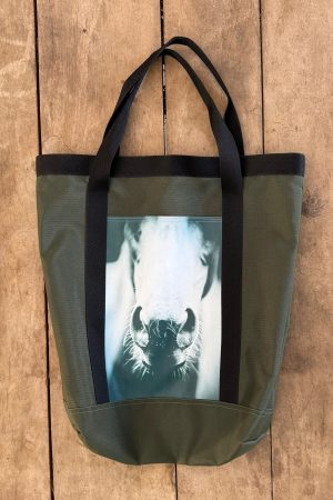 Bolsa Barão Horsewear cor:Verde Militar Estampa Focinho